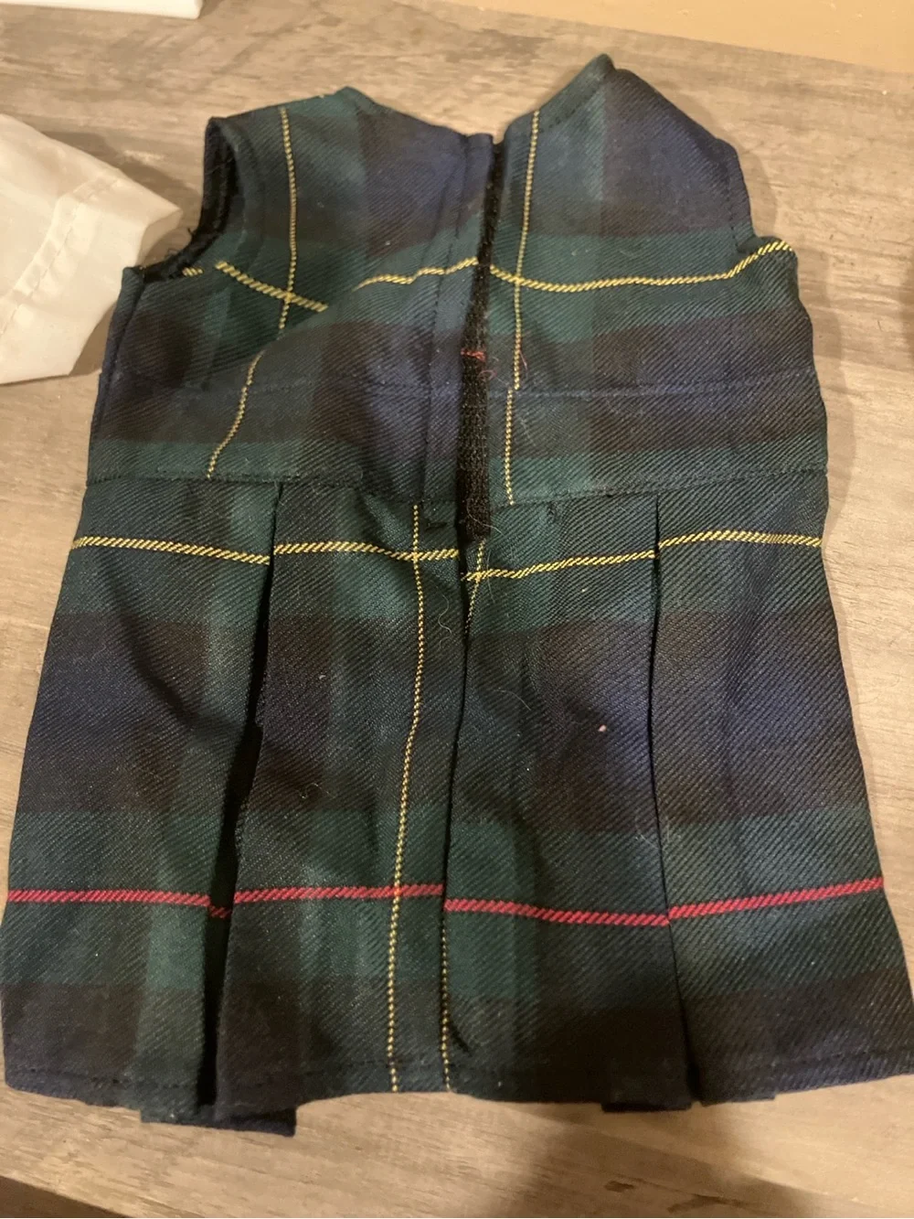 Plaid School Jumper Custom Made -Doll Outfit with White Blouse - Navy & Green